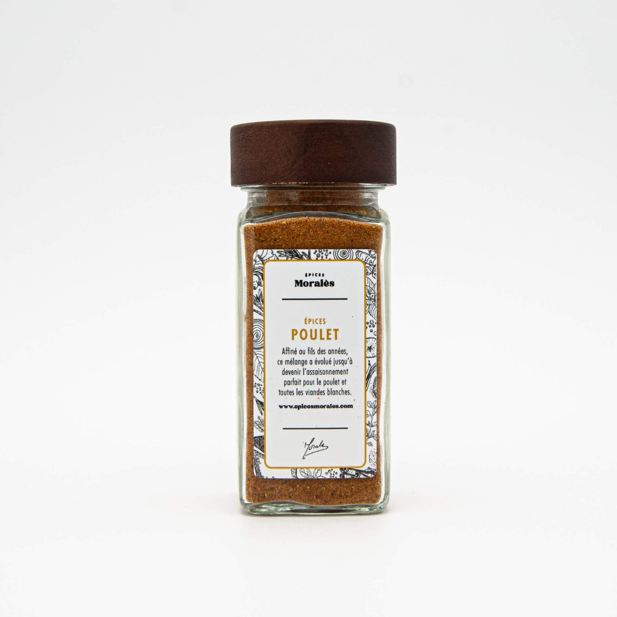 Fiole d’Épices Poulet Épices Moralès, mélange aromatique pour marinade, volaille et grillades savoureuses.