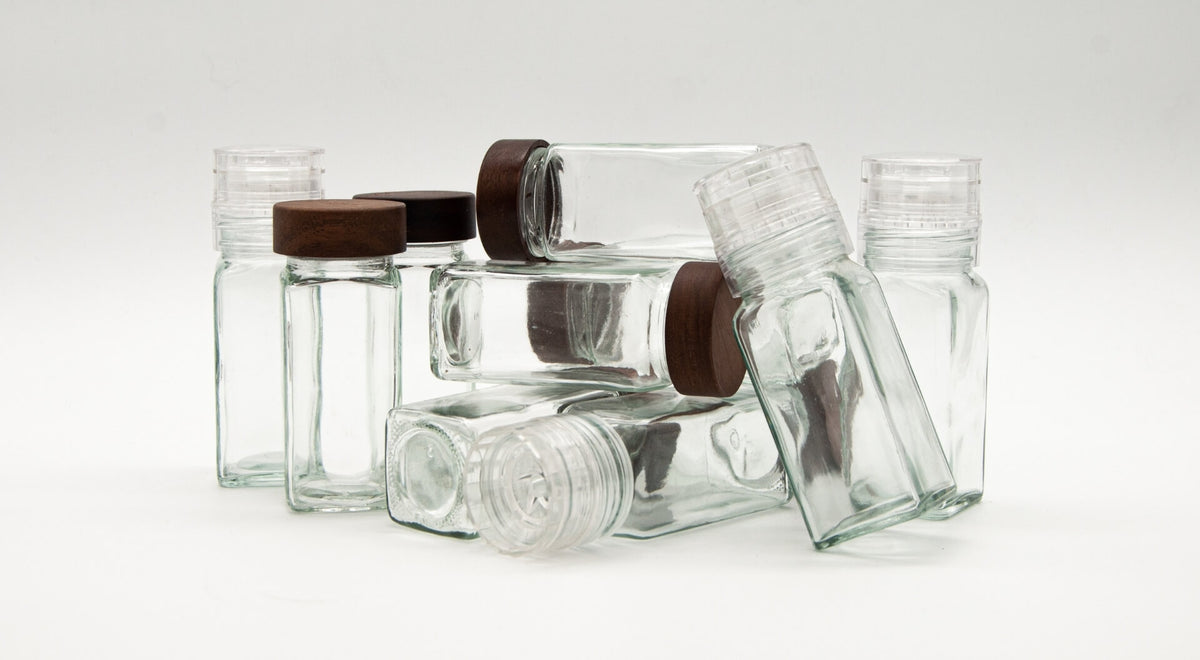 Fioles et moulis en verre réutilisables pour le système de consigne Épices Moralès